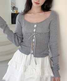 【Jasmine】リボングロップド丈カーディガン