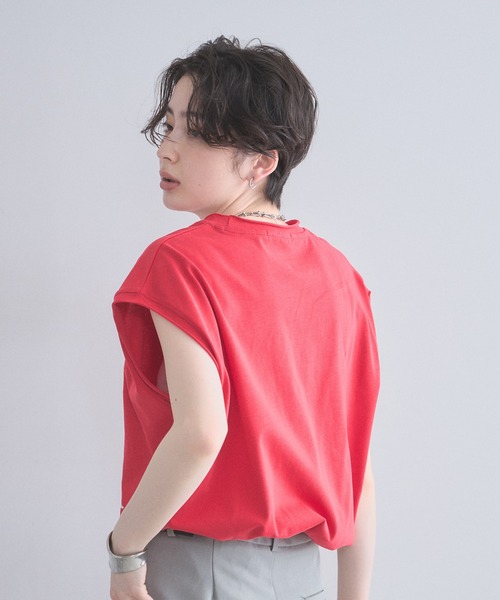 &. NOSTALGIA(アンドドットノスタルジア)の「シルケット風天竺プリントフレンチT(Tシャツ/カットソー・レディース・レッド/オフホワイト・M)」の15枚目の写真