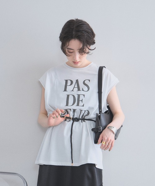 &. NOSTALGIA(アンドドットノスタルジア)の「シルケット風天竺プリントフレンチT(Tシャツ/カットソー・レディース・レッド/オフホワイト・M)」の21枚目の写真