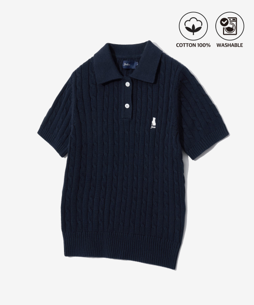 YALE(イェール)の「ウィメンズヘリテージダンケーブル半袖ポロニットネイビー(Tシャツ/カットソー・レディース・その他・MEDIUM/SMALL/LARGE)」の2枚目の写真