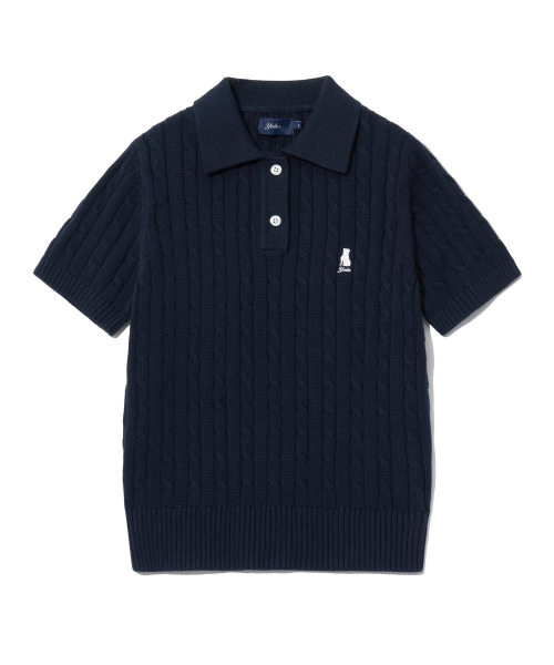 YALE(イェール)の「ウィメンズヘリテージダンケーブル半袖ポロニットネイビー(Tシャツ/カットソー・レディース・その他・MEDIUM/SMALL/LARGE)」の3枚目の写真