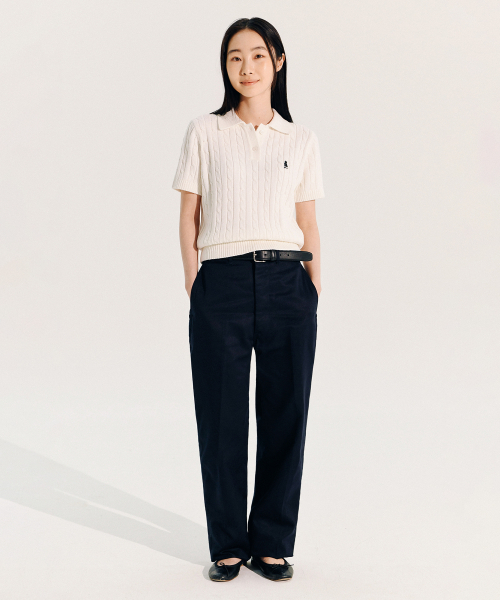 YALE(イェール)の「ウィメンズヘリテージダンケーブル半袖ポロニットネイビー(Tシャツ/カットソー・レディース・その他・MEDIUM/SMALL/LARGE)」の7枚目の写真