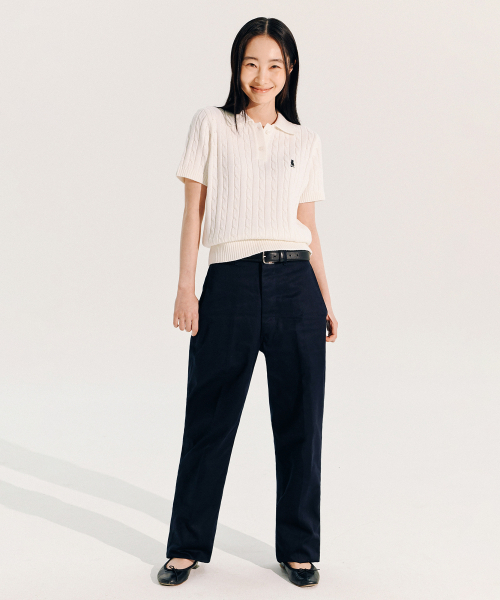 YALE(イェール)の「ウィメンズヘリテージダンケーブル半袖ポロニットネイビー(Tシャツ/カットソー・レディース・その他・MEDIUM/SMALL/LARGE)」の8枚目の写真
