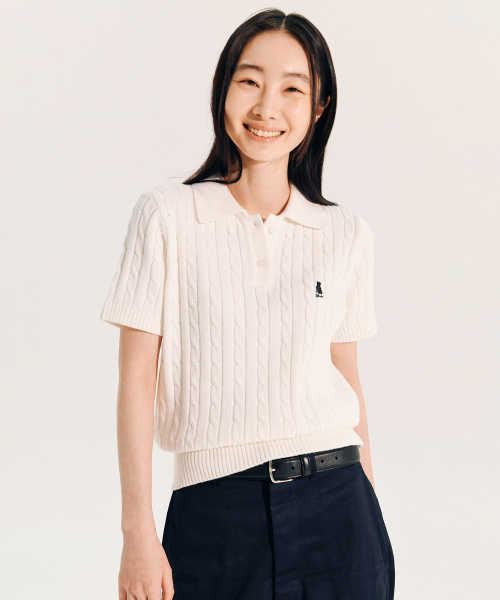 YALE(イェール)の「ウィメンズヘリテージダンケーブル半袖ポロニットネイビー(Tシャツ/カットソー・レディース・その他・MEDIUM/SMALL/LARGE)」の9枚目の写真