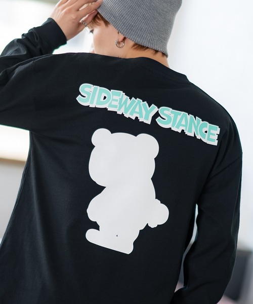 SIDEWAY STANCE（サイドウェイスタンス）の「【SIDEWAY STANCE】シルエット ダウナーベア 長袖Tシャツ（Tシャツ/カットソー・メンズ・ホワイト/ブラック/オートミール・MEDIUM/LARGE/SMALL/X-LARGE）」の2枚目の写真