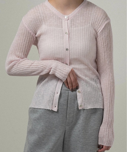 lawgy(ラウジー)の「sheer rib compact long sleeve tops / シアーリブコンパクトロングスリーブトップス(その他トップス・レディース・クリーム/ピンク系・FREE)」の6枚目の写真