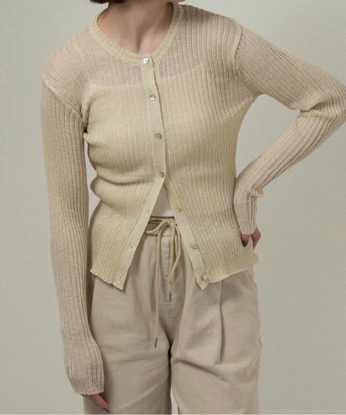 lawgy(ラウジー)の「sheer rib compact long sleeve tops / シアーリブコンパクトロングスリーブトップス(その他トップス・レディース・クリーム/ピンク系・FREE)」の13枚目の写真