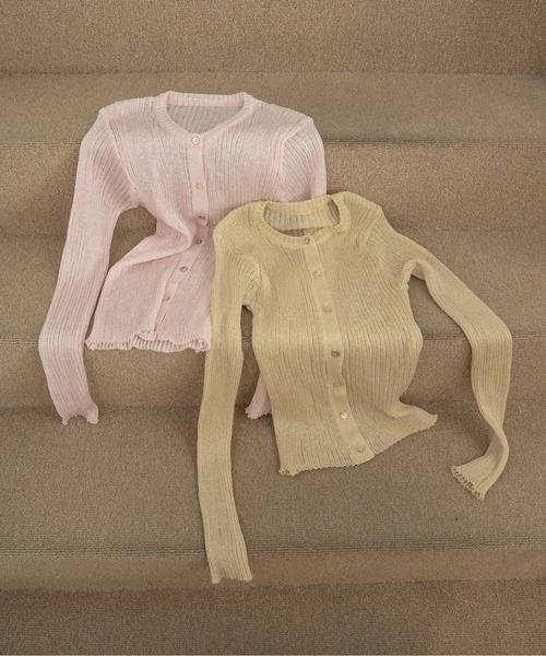 lawgy(ラウジー)の「sheer rib compact long sleeve tops / シアーリブコンパクトロングスリーブトップス(その他トップス・レディース・クリーム/ピンク系・FREE)」の10枚目の写真