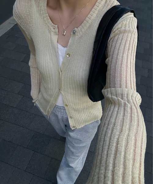 lawgy(ラウジー)の「sheer rib compact long sleeve tops / シアーリブコンパクトロングスリーブトップス(その他トップス・レディース・クリーム/ピンク系・FREE)」の21枚目の写真