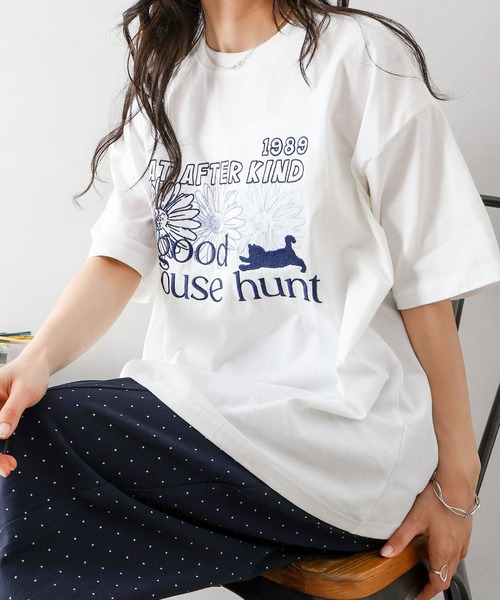 SpRay(スプレイ)の「FLOWER×CAT BIG Tシャツ(Tシャツ/カットソー・レディース・オフホワイト/オートミール/スミクロ・FREE)」の1枚目の写真