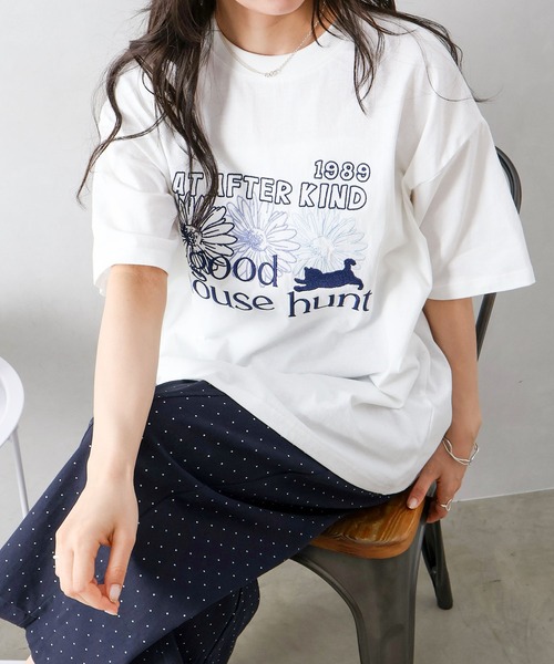 SpRay(スプレイ)の「FLOWER×CAT BIG Tシャツ(Tシャツ/カットソー・レディース・オフホワイト/オートミール/スミクロ・FREE)」の13枚目の写真