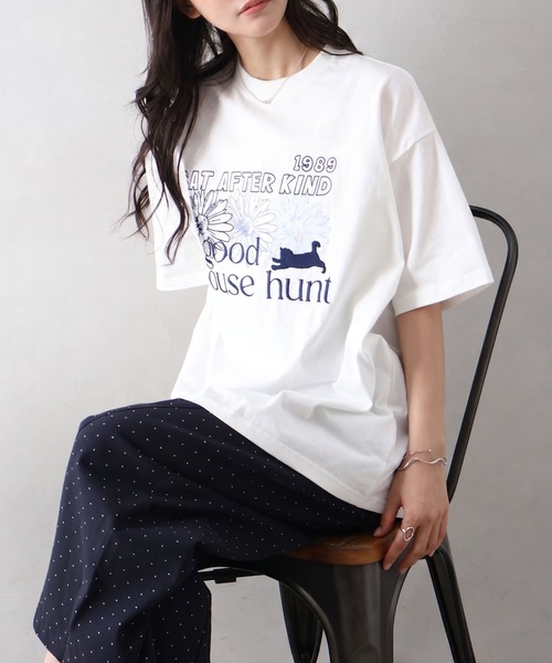 SpRay(スプレイ)の「FLOWER×CAT BIG Tシャツ(Tシャツ/カットソー・レディース・オフホワイト/オートミール/スミクロ・FREE)」の11枚目の写真