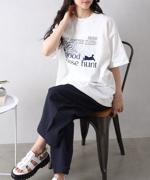 SpRay(スプレイ)の「FLOWER×CAT BIG Tシャツ(Tシャツ/カットソー・レディース・オフホワイト/オートミール/スミクロ・FREE)」の8枚目の写真