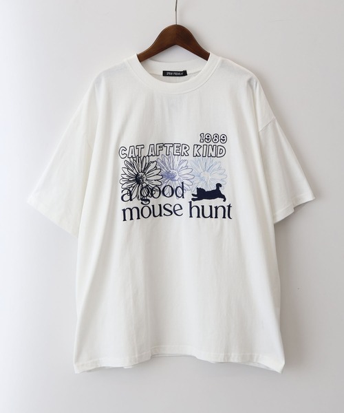 SpRay(スプレイ)の「FLOWER×CAT BIG Tシャツ(Tシャツ/カットソー・レディース・オフホワイト/オートミール/スミクロ・FREE)」の6枚目の写真