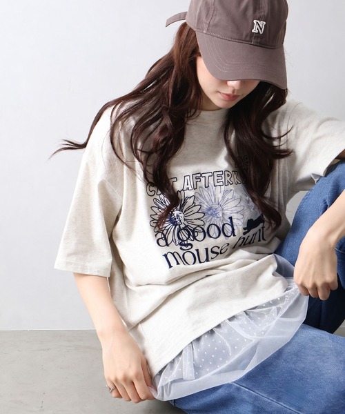 SpRay(スプレイ)の「FLOWER×CAT BIG Tシャツ(Tシャツ/カットソー・レディース・オフホワイト/オートミール/スミクロ・FREE)」の22枚目の写真