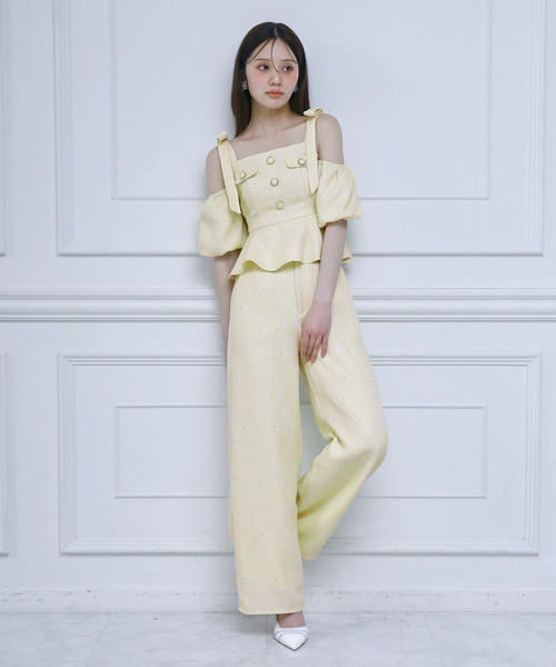 ROYAL PARTY(ロイヤルパーティー)の「スパンコールツイードワイドパンツ(その他パンツ・レディース・オフホワイト/ブラック/イエロー・FREE)」の6枚目の写真