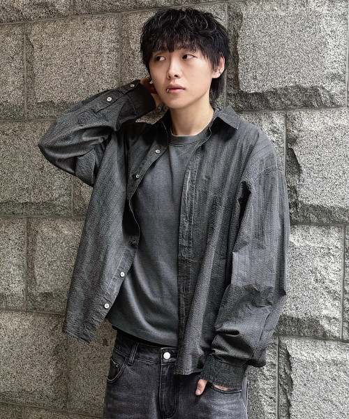 INDUST(インダスト)の「ピグメントウォッシュハーフTシャツ_2COLOR(Tシャツ/カットソー・レディース・チャコールグレー/ベージュ・1(S)/2(M)/3(L))」の6枚目の写真