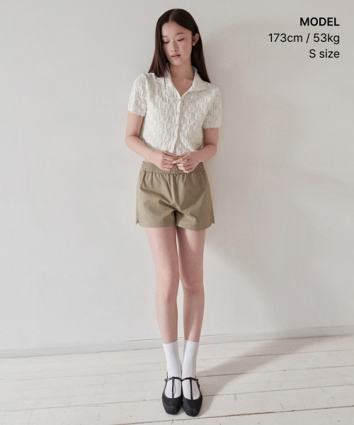 MUSINSA STANDARD WOMAN（ムシンサスタンダードウーマン）の「ウィメンズスクエアクロシェカラー半袖カーディガン[ホワイト]（カーディガン/ボレロ・レディース・その他・X-SMALL/SMALL/MEDIUM/LARGE）」の2枚目の写真
