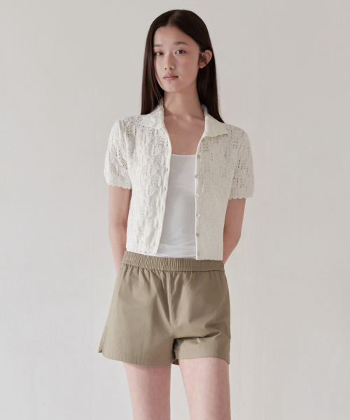 MUSINSA STANDARD WOMAN（ムシンサスタンダードウーマン）の「ウィメンズスクエアクロシェカラー半袖カーディガン[ホワイト]（カーディガン/ボレロ・レディース・その他・X-SMALL/SMALL/MEDIUM/LARGE）」の3枚目の写真
