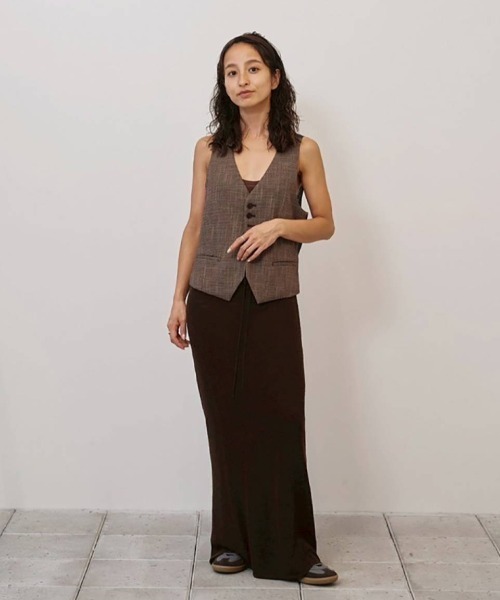 TODAYFUL（トゥデイフル）の「Tweedy Compact Vest（ベスト・レディース・ブラウン/セージグリーン・FREE）」の3枚目の写真