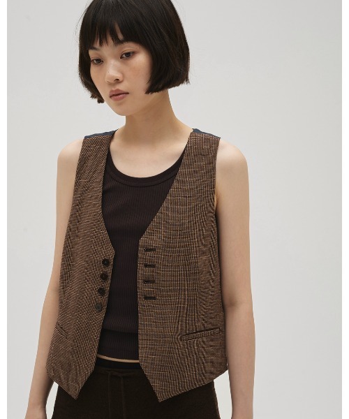 TODAYFUL（トゥデイフル）の「Tweedy Compact Vest（ベスト・レディース・ブラウン/セージグリーン・FREE）」の5枚目の写真