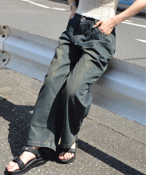 &soiree(アンドソワレ)の「ワイドレッグジーンズ(デニムパンツ・レディース・ブルー/カーキ/インディゴブルー/ダークインディゴブルー・MEDIUM/LARGE)」の17枚目の写真