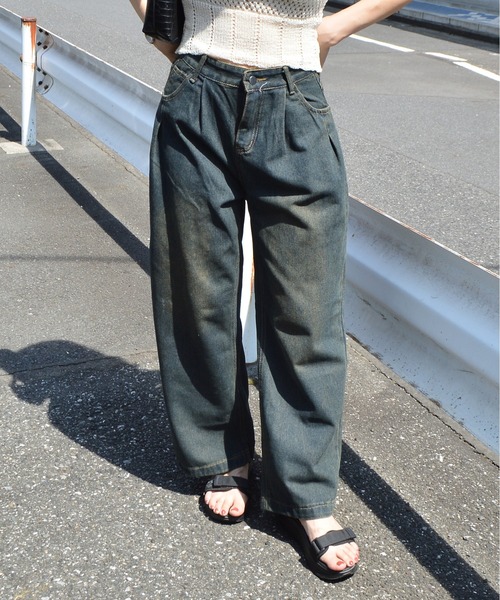 &soiree(アンドソワレ)の「ワイドレッグジーンズ(デニムパンツ・レディース・ブルー/カーキ/インディゴブルー/ダークインディゴブルー・MEDIUM/LARGE)」の19枚目の写真