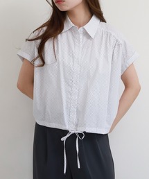 EGLANTINE ポルカドット襟付き半袖ブラウス