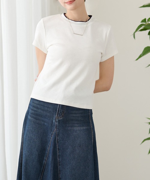 DAYRA(デイラ)の「配色 ライン クルーネック 半袖 トップス(Tシャツ/カットソー・レディース・モカ/チャコールグレー/グレー/ブラック/ホワイト・FREE)」の19枚目の写真