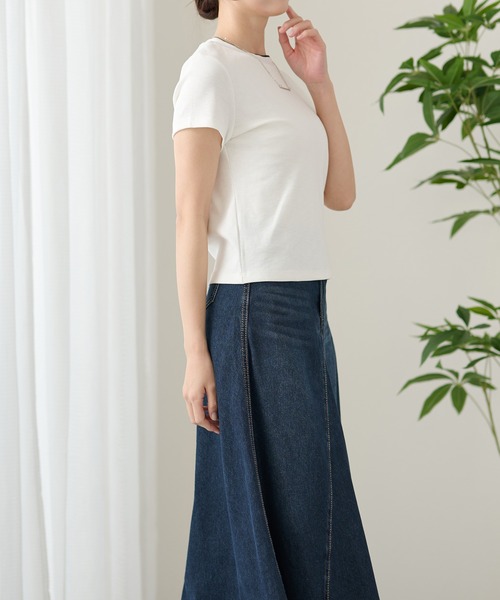 DAYRA(デイラ)の「配色 ライン クルーネック 半袖 トップス(Tシャツ/カットソー・レディース・モカ/チャコールグレー/グレー/ブラック/ホワイト・FREE)」の21枚目の写真