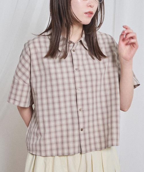 fig London(フィグロンドン)の「Teddy shirt(シャツ/ブラウス・レディース・ピンク/チェック/グレー・FREE)」の3枚目の写真