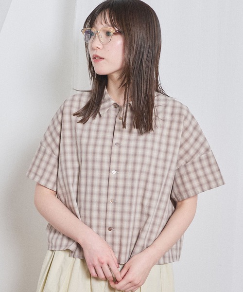 fig London(フィグロンドン)の「Teddy shirt(シャツ/ブラウス・レディース・ピンク/チェック/グレー・FREE)」の5枚目の写真