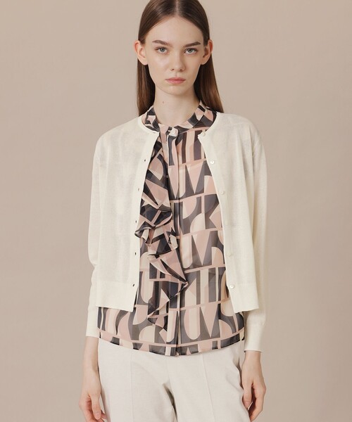 MACKINTOSH LONDON(マッキントッシュ ロンドン)の「【WEB・一部店舗限定】シアーニットカーディガン(ニット/セーター・レディース・オフホワイト/ブラック・38)」の1枚目の写真