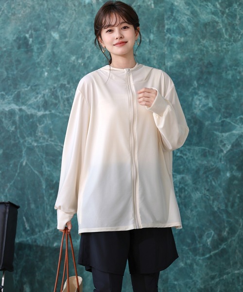 TeddyShop(テディショップ)の「【UVカット率99.9%以上/水着5点セット/大きいサイズ有】長袖ティアードフリルジップアップラッシュガード+サイドタックギャザータンキニ+ショートパンツ+レギンス レディース水着(水着・レディース・アイボリー/ブラック/ベージュ/モカ・LL/L/M/S)」の20枚目の写真