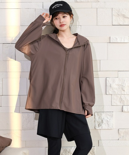 TeddyShop(テディショップ)の「【UVカット率99.9%以上/水着5点セット/大きいサイズ有】長袖ティアードフリルジップアップラッシュガード+サイドタックギャザータンキニ+ショートパンツ+レギンス レディース水着(水着・レディース・アイボリー/ブラック/ベージュ/モカ・LL/L/M/S)」の7枚目の写真