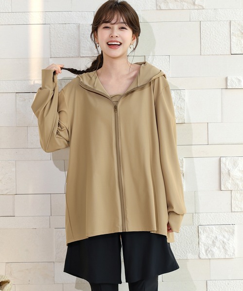 TeddyShop(テディショップ)の「【UVカット率99.9%以上/水着5点セット/大きいサイズ有】長袖ティアードフリルジップアップラッシュガード+サイドタックギャザータンキニ+ショートパンツ+レギンス レディース水着(水着・レディース・アイボリー/ブラック/ベージュ/モカ・LL/L/M/S)」の10枚目の写真
