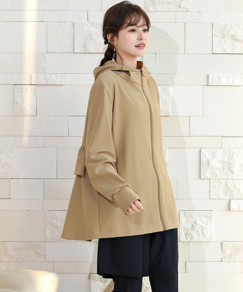 TeddyShop(テディショップ)の「【UVカット率99.9%以上/水着5点セット/大きいサイズ有】長袖ティアードフリルジップアップラッシュガード+サイドタックギャザータンキニ+ショートパンツ+レギンス レディース水着(水着・レディース・アイボリー/ブラック/ベージュ/モカ・LL/L/M/S)」の11枚目の写真