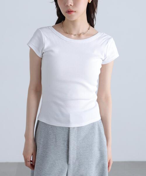 FREE'S MART（フリーズマート）の「〈MFM〉バックオープン半袖カットソー（Tシャツ/カットソー・レディース・ブルー/ホワイト/グレー系その他/ブラック・MEDIUM/SMALL）」の12枚目の写真