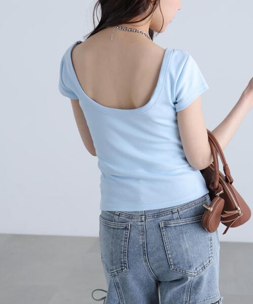 FREE'S MART（フリーズマート）の「〈MFM〉バックオープン半袖カットソー（Tシャツ/カットソー・レディース・ブルー/ホワイト/グレー系その他/ブラック・MEDIUM/SMALL）」の8枚目の写真