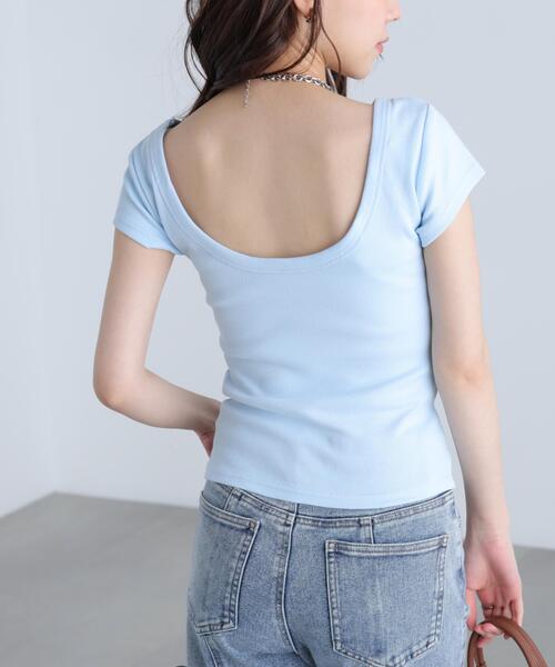 FREE'S MART（フリーズマート）の「〈MFM〉バックオープン半袖カットソー（Tシャツ/カットソー・レディース・ブルー/ホワイト/グレー系その他/ブラック・MEDIUM/SMALL）」の14枚目の写真