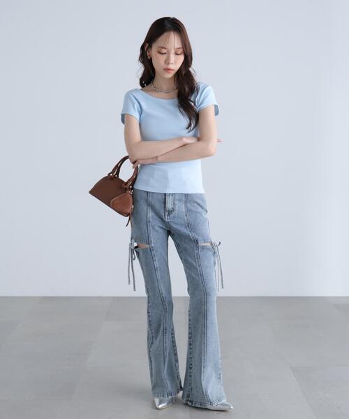 FREE'S MART（フリーズマート）の「〈MFM〉バックオープン半袖カットソー（Tシャツ/カットソー・レディース・ブルー/ホワイト/グレー系その他/ブラック・MEDIUM/SMALL）」の16枚目の写真