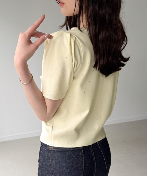 junoah(ジュノア)の「前後2wayラインストーンリボンニット(ニット/セーター・レディース・アイボリー/ブラック/ホワイト・MEDIUM/LARGE)」の9枚目の写真