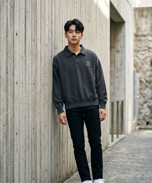 LENGAGEMENT(ランガージュマン)の「AGIR Salt-Washed Crop Polo Sweatshirt (Light Blue)(スウェット・レディース・ライトブルー・1/2)」の8枚目の写真