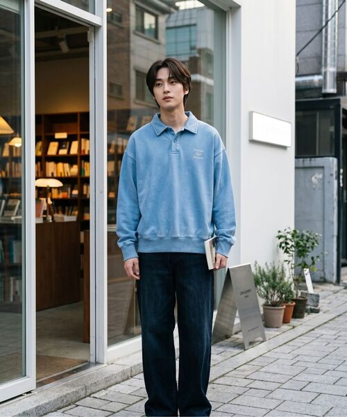 LENGAGEMENT(ランガージュマン)の「AGIR Salt-Washed Crop Polo Sweatshirt (Light Blue)(スウェット・レディース・ライトブルー・1/2)」の10枚目の写真