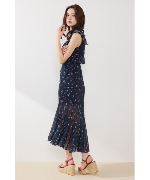 rienda（リエンダ）の「【AKB48 行天優莉奈さん着用】メッシュマーメイドギャザーワンピース 春服 夏服（ワンピース・レディース・ブラック/ホワイト系その他/ブルー系その他3・FREE）」の5枚目の写真