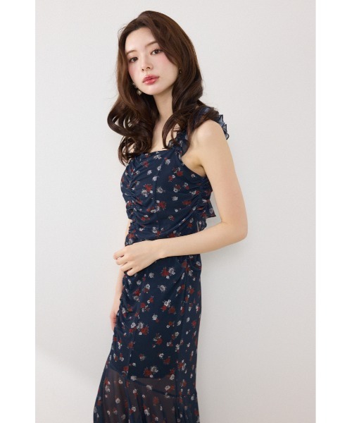 rienda（リエンダ）の「【AKB48 行天優莉奈さん着用】メッシュマーメイドギャザーワンピース 春服 夏服（ワンピース・レディース・ブラック/ホワイト系その他/ブルー系その他3・FREE）」の7枚目の写真
