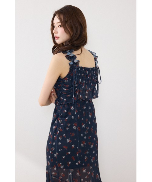 rienda（リエンダ）の「【AKB48 行天優莉奈さん着用】メッシュマーメイドギャザーワンピース 春服 夏服（ワンピース・レディース・ブラック/ホワイト系その他/ブルー系その他3・FREE）」の8枚目の写真