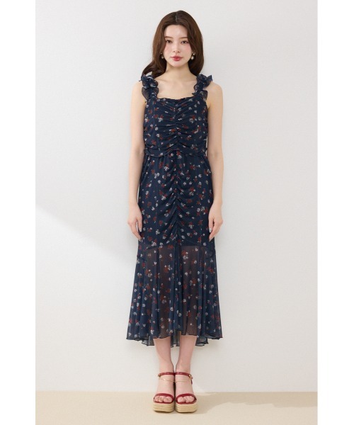 rienda（リエンダ）の「【AKB48 行天優莉奈さん着用】メッシュマーメイドギャザーワンピース 春服 夏服（ワンピース・レディース・ブラック/ホワイト系その他/ブルー系その他3・FREE）」の10枚目の写真