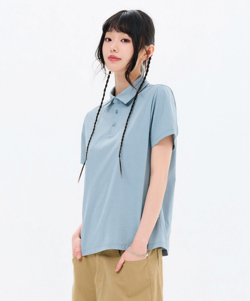 CHASECULT（チェイスカルト）の「共用クールカラー半袖Tシャツ-FCRU5714E0D（ポロシャツ・メンズ・スカイブルー・105/110/90/95/100）」の5枚目の写真