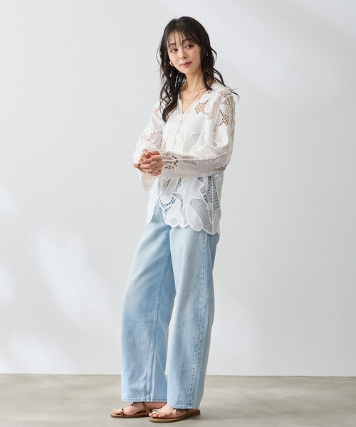 Anclear oui(アンクリアウィ)の「フラワー刺繍レースカーディガン(カーディガン/ボレロ・レディース・ホワイト/ブラウン/ブラック・F)」の22枚目の写真